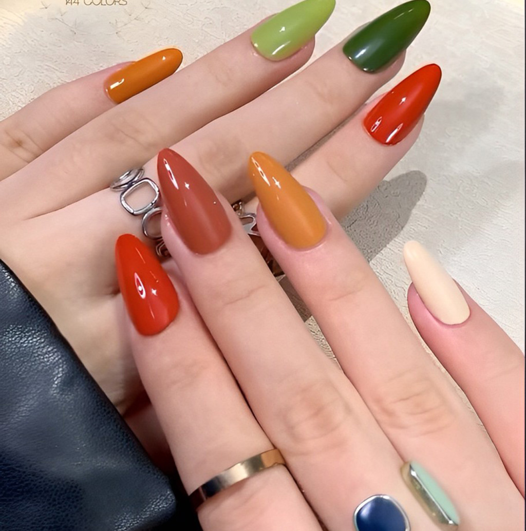 Autumn Skittles Nails