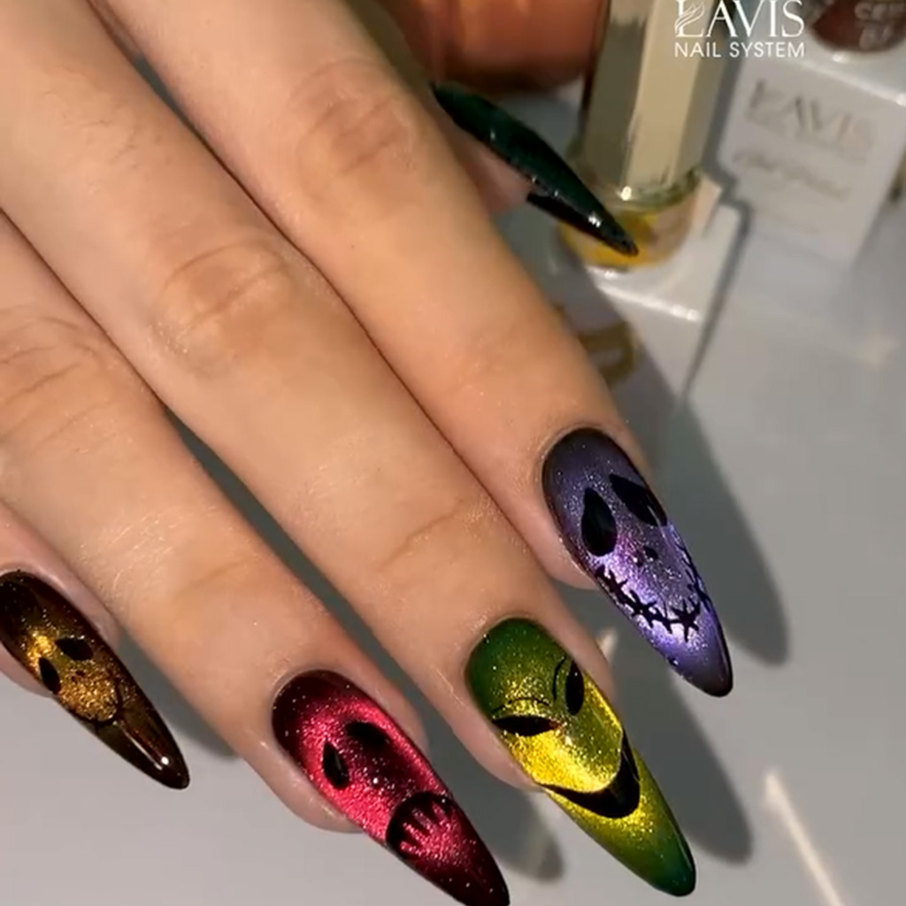 Nightmare Before Christmas Cat Eye Nails