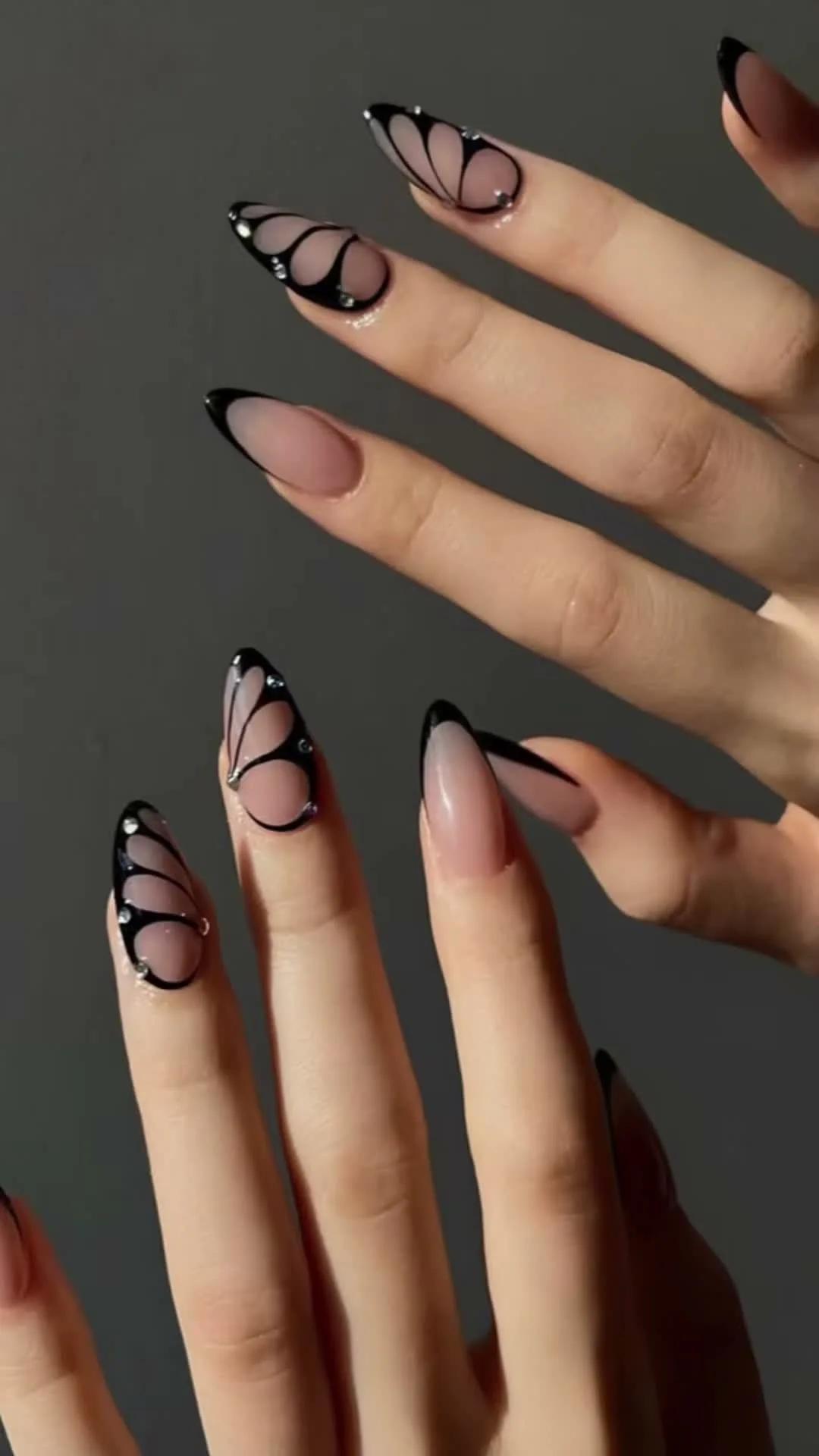 Black Wing Tips butterfly nail design