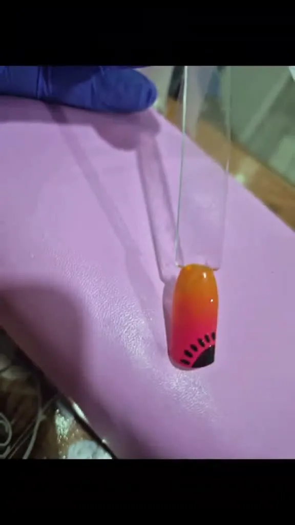 Sunset Monarch butterfly nail design