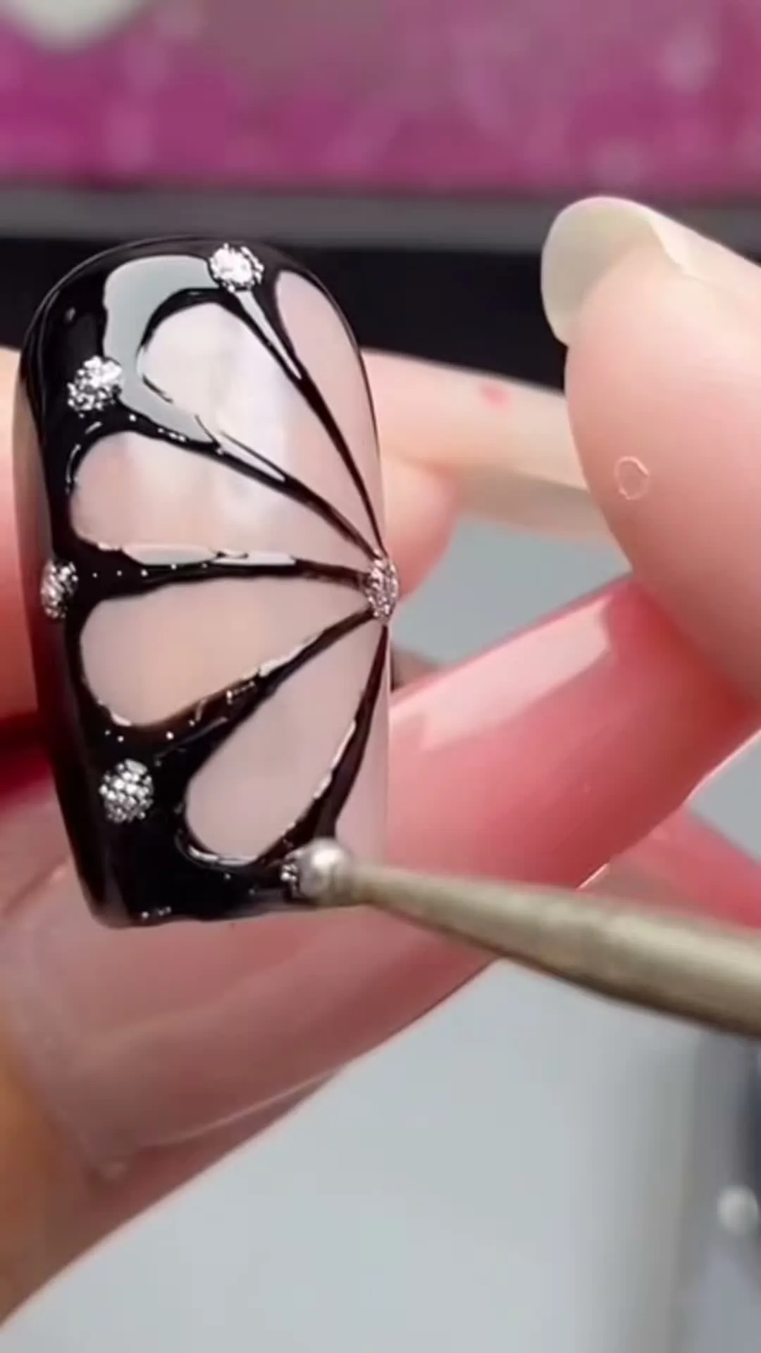 Stained-Glass Wing butterfly nail design
