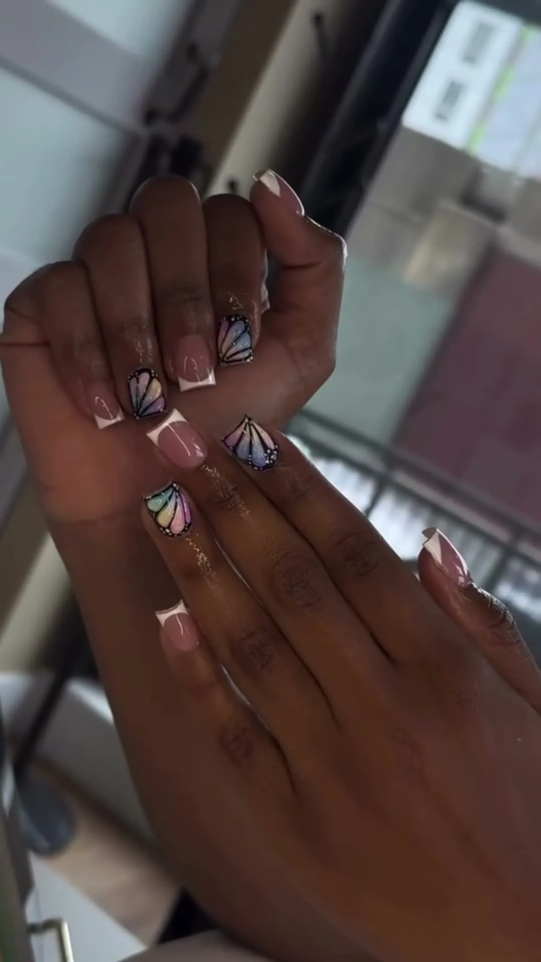 Butterfly French Mix butterfly nail design