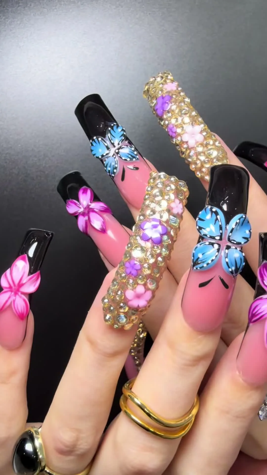 Full Bloom butterfly nail design