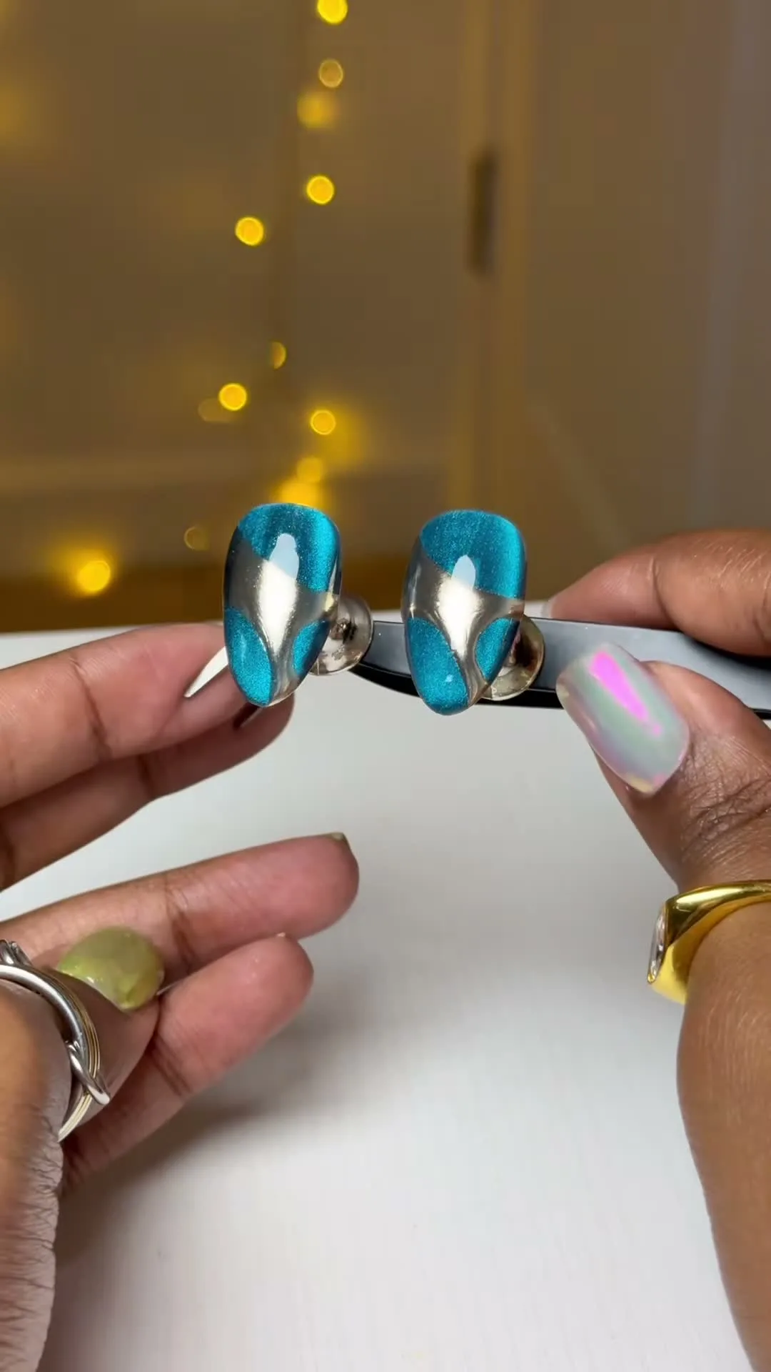Icy Blue Chrome Tips chrome nail design