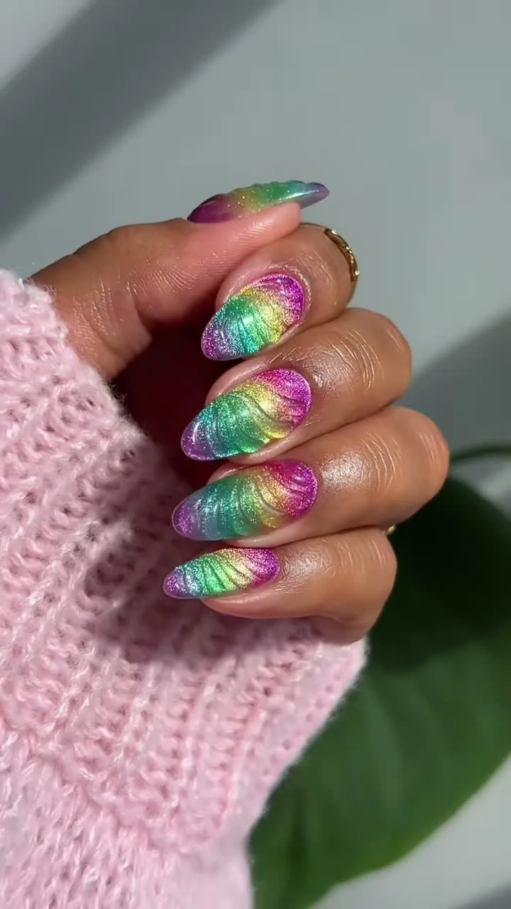 Rainbow Glazed Jelly jelly nail design
