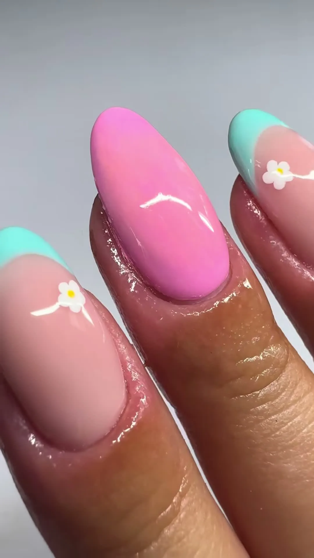 Pastel Flower French jelly nail design