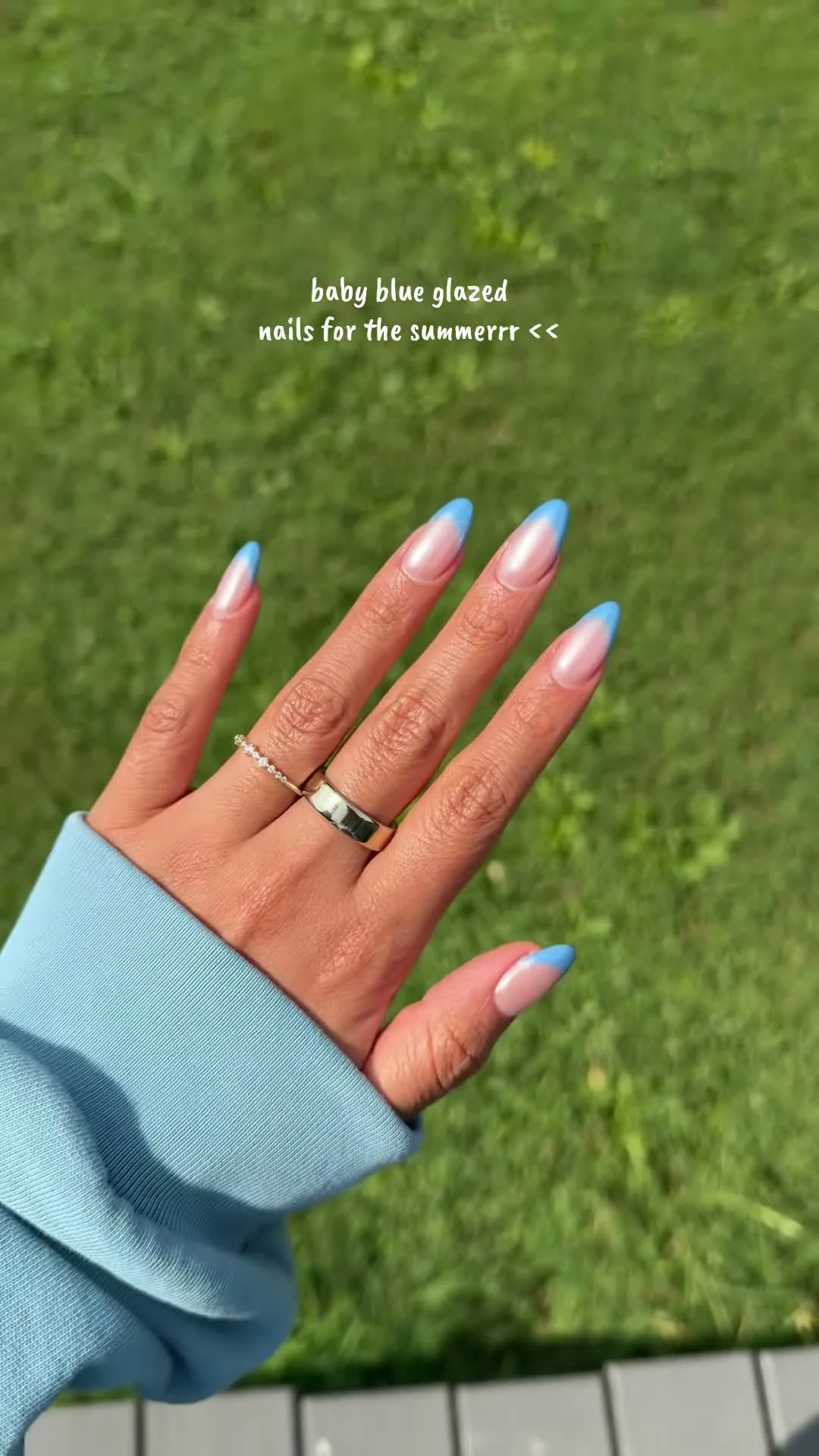 Baby Blue Glazed jelly nail design