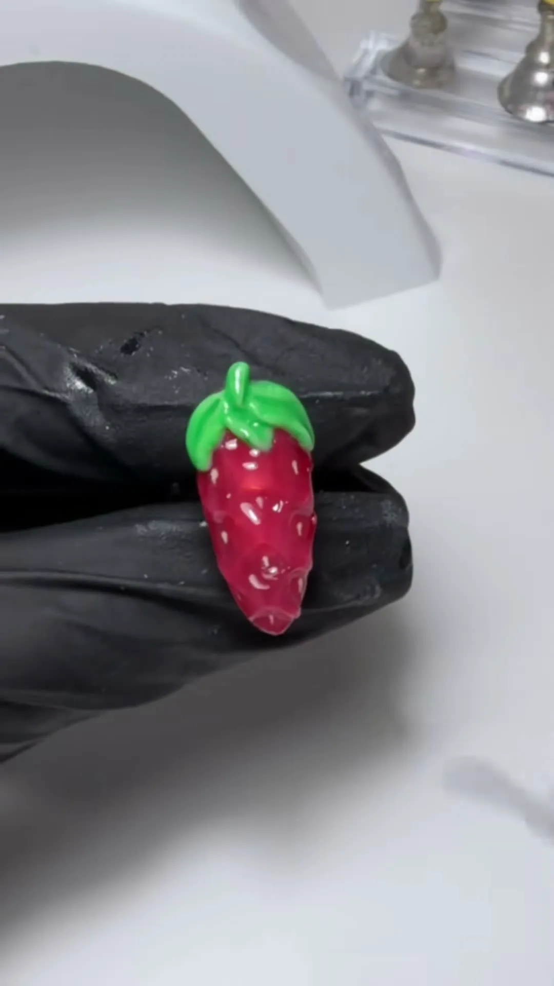 3D Strawberry jelly nail design