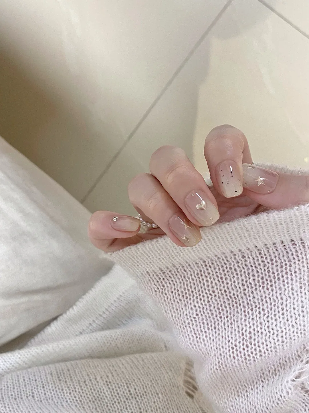 Golden Hour Milk milky nail design