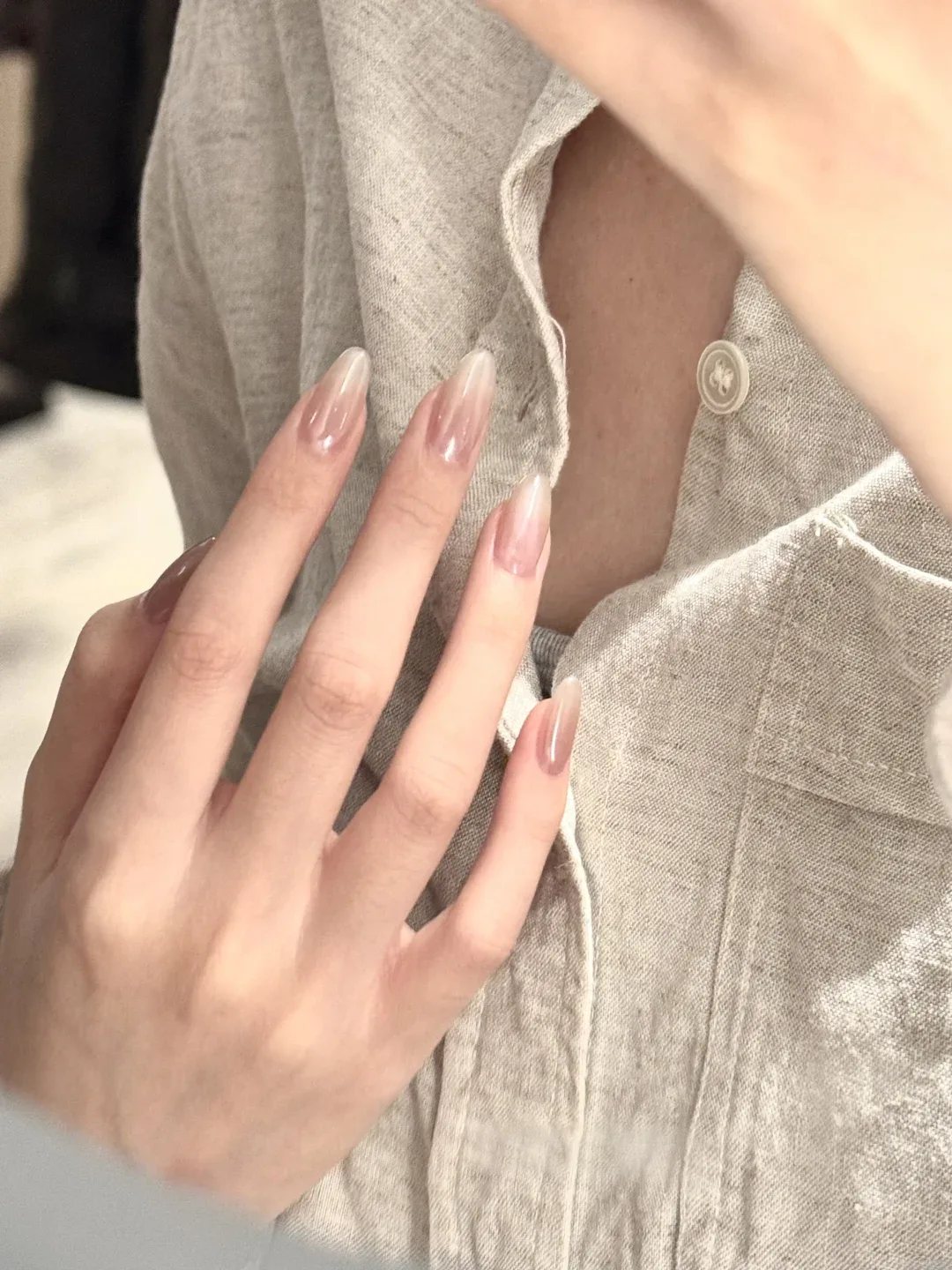 Bare Milk milky nail design