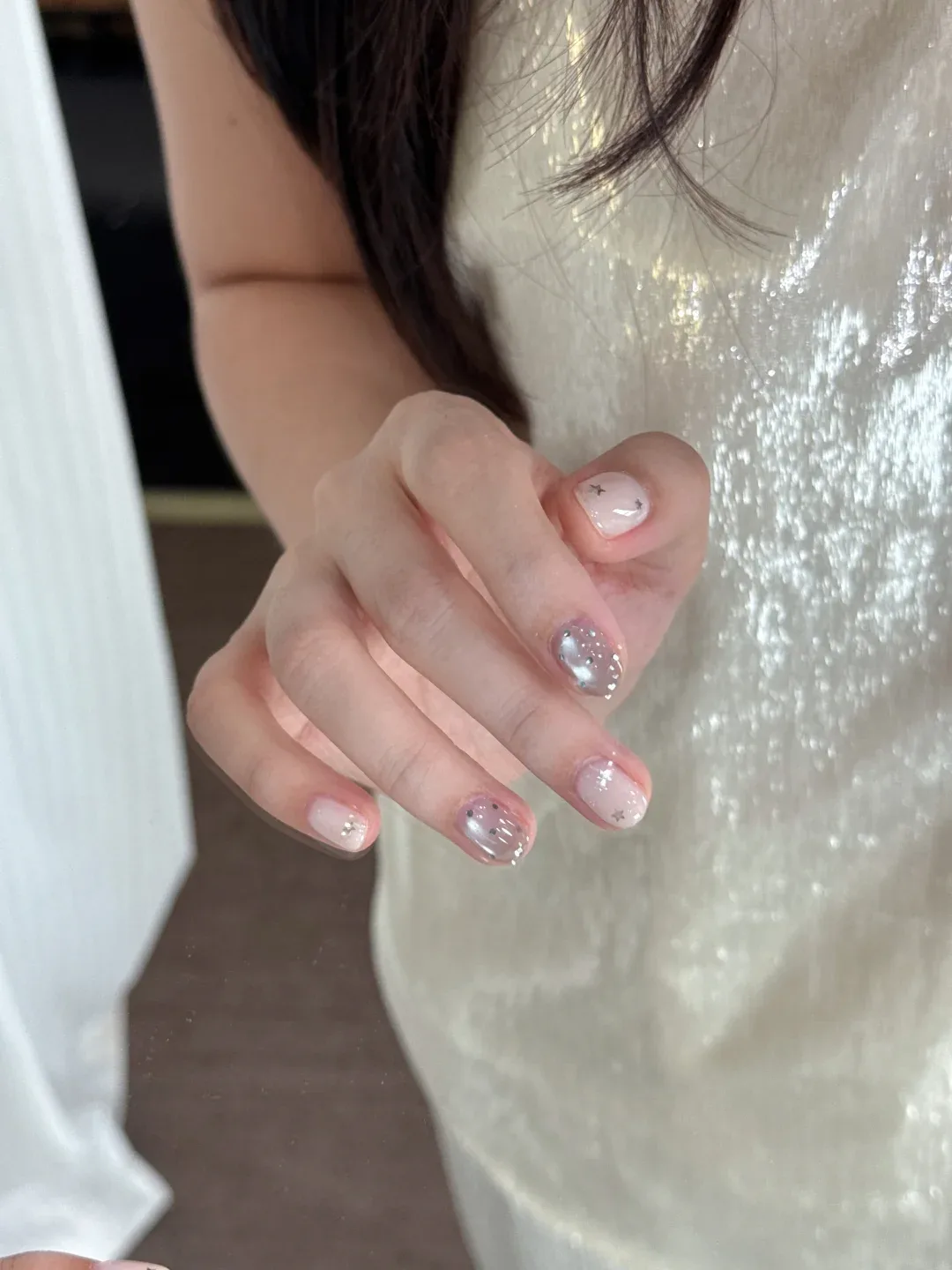Sparkle Milk milky nail design