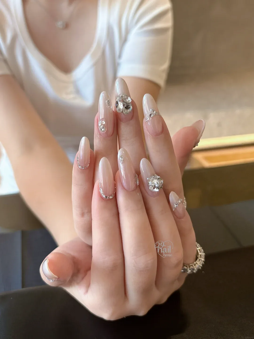 Milk Charm milky nail design