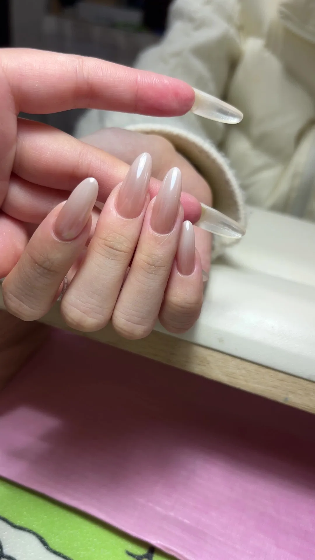 Soft Serve milky nail design