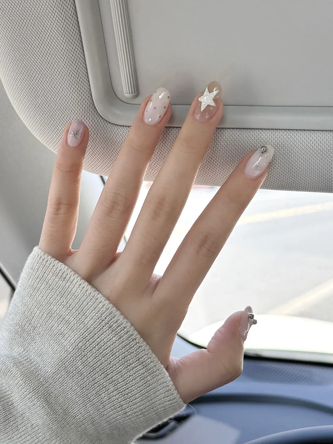 Milky Star milky nail design