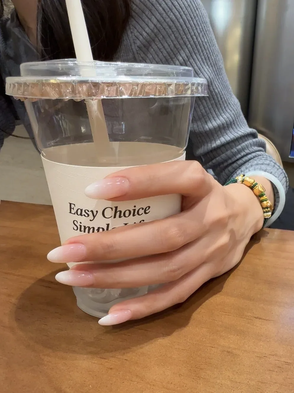 Milk Tea milky nail design