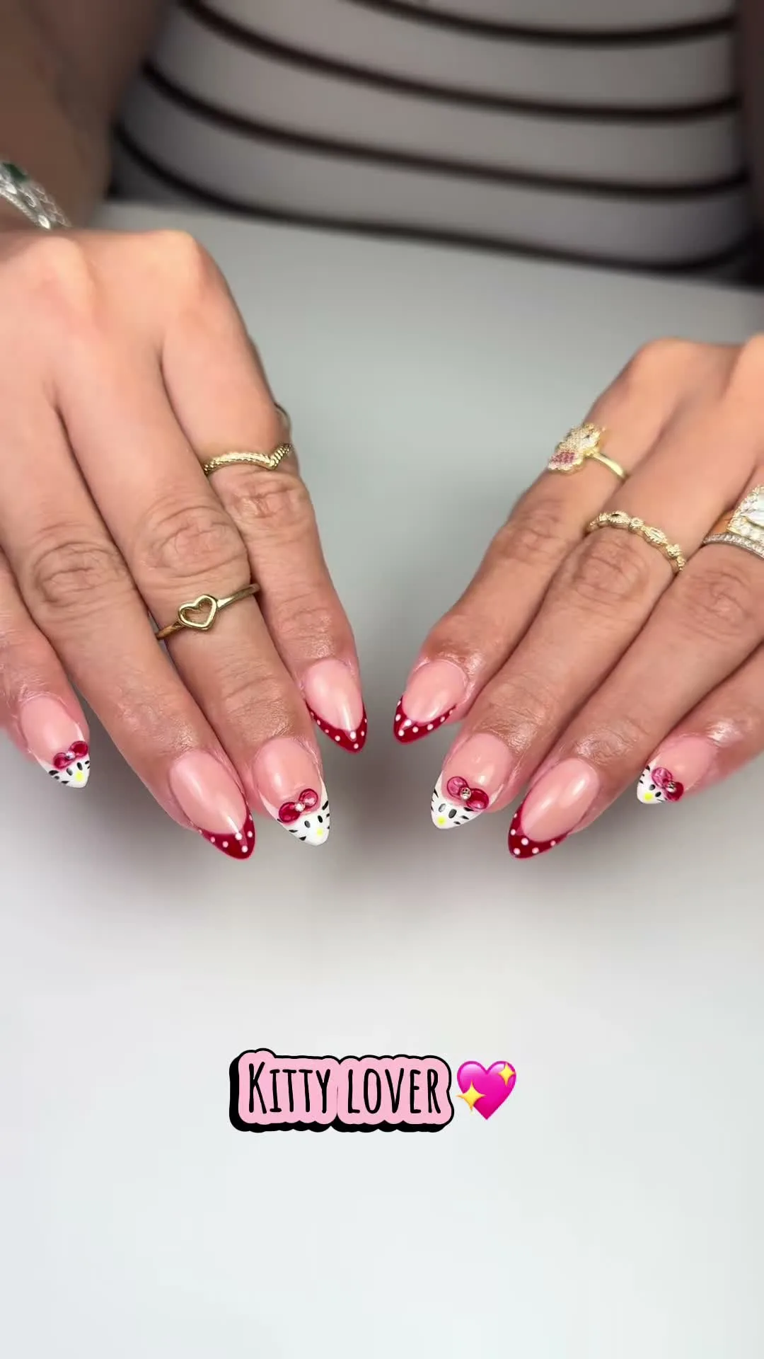 Hello Kitty French Sanrio nail design