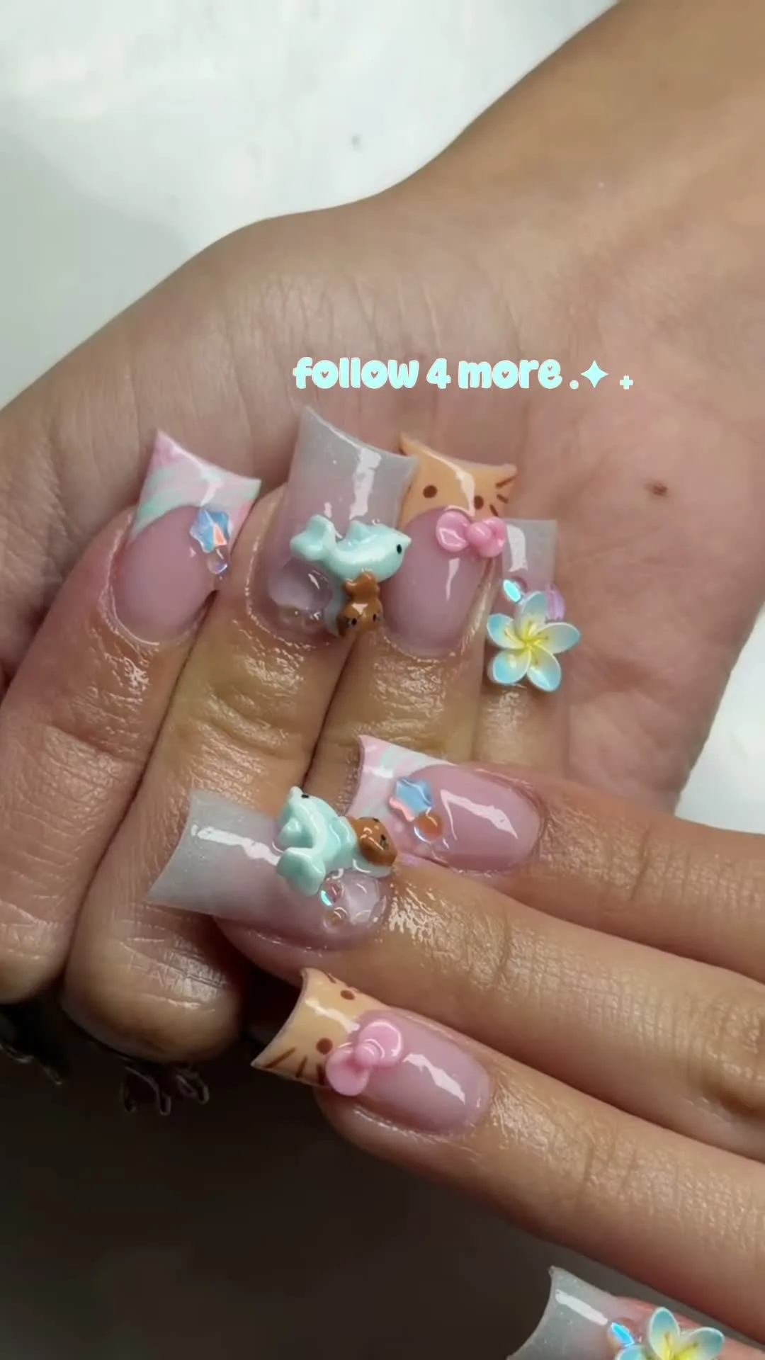 My Melody Pastel 3D Sanrio nail design
