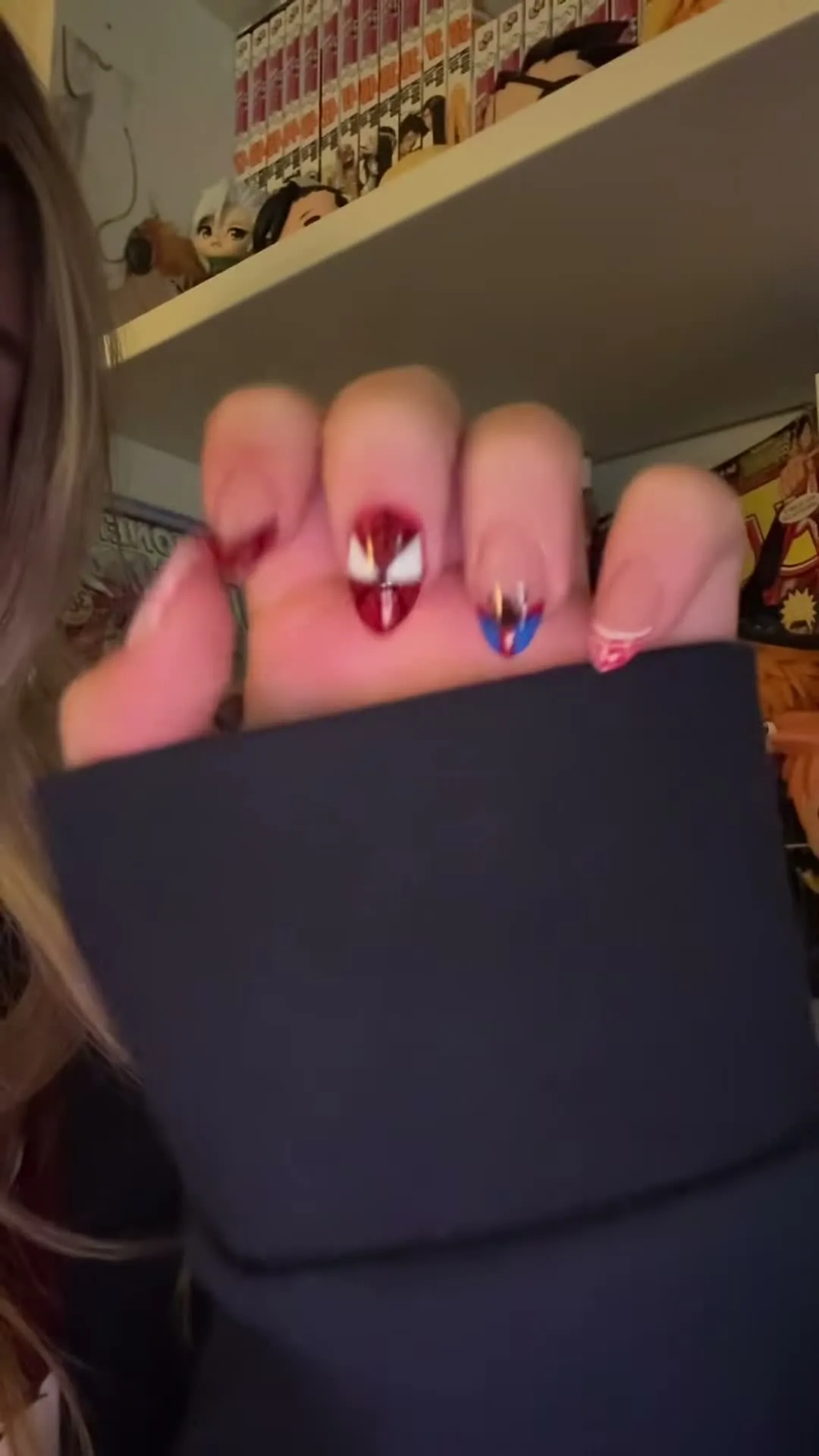 Spidey Face Tips spider-man nail design