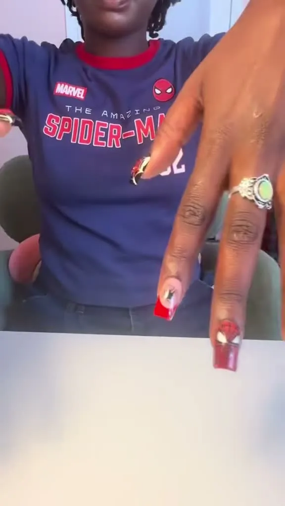 Classic Spidey Red spider-man nail design