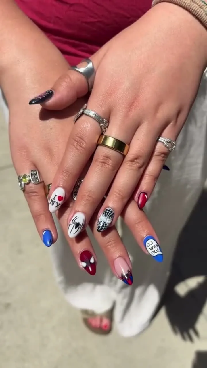 Spider-Verse Mix spider-man nail design